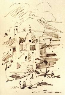 Chiesa palermitana - disegni di scorci e paesaggi siciliani